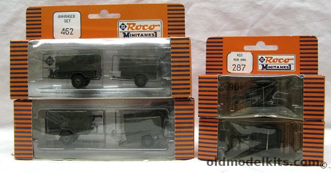 Roco HO Roco HO Scale - (2) #287 Single Axle Trailers and (2) #462 Large Single Axle Trailers (2), 462 287 plastic model kit